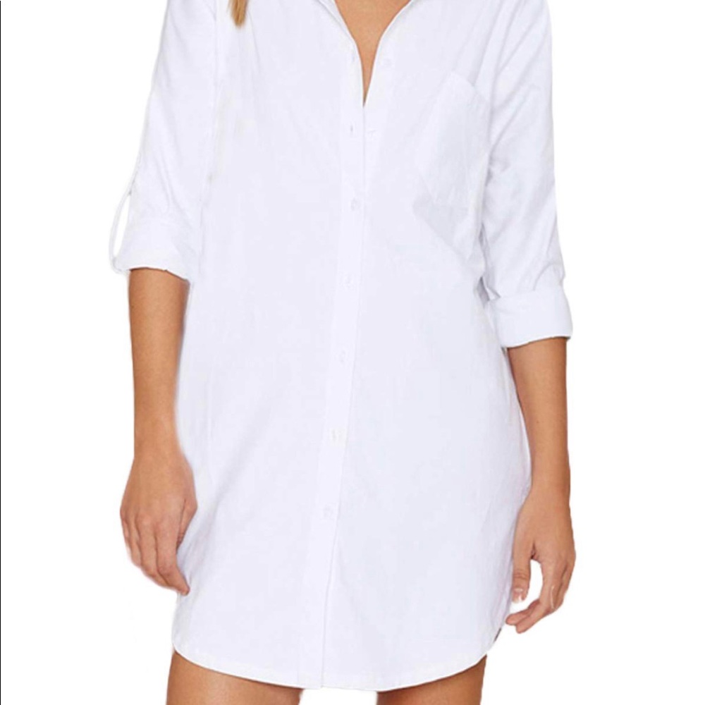 Women Long Sleeve V Neck Pocket Shirt Dress